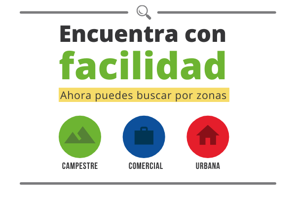Encuentra tu propiedad en zona campestre, urbana o comercial